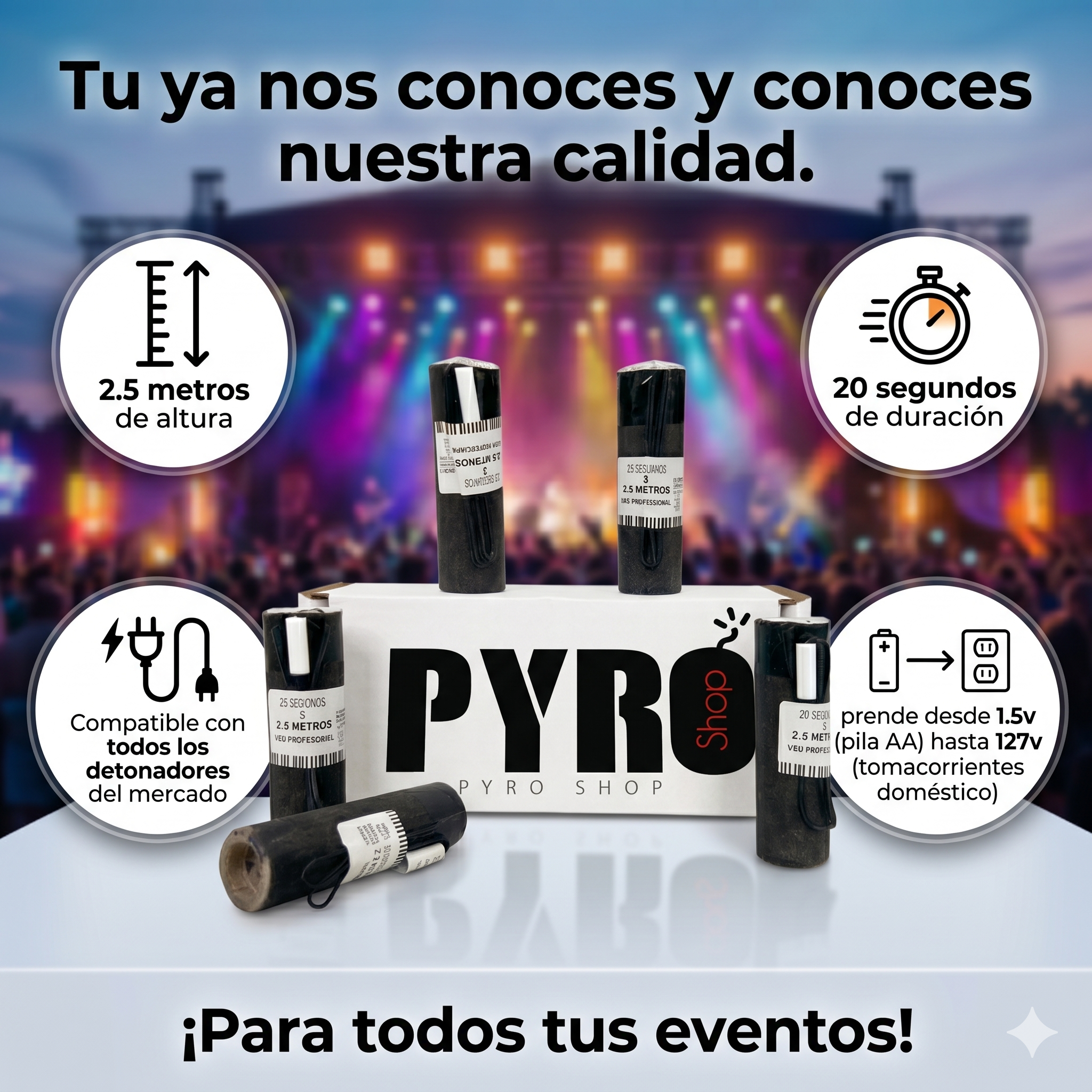 Chispero Lluvia Fria 20 segundos 2.5 metros | Pirotecnia fria para eventos